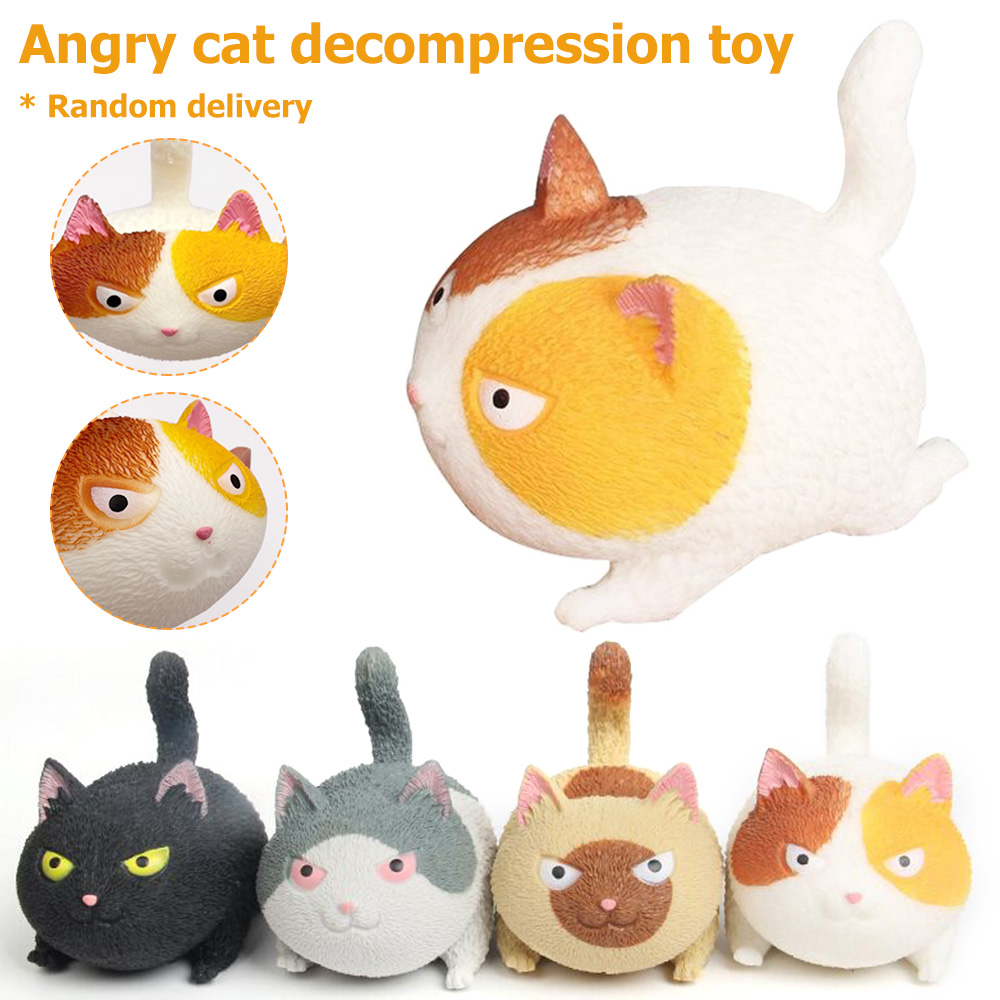 GUSTVE Pinch Angry Cat Cute Pet Toy Decompression Artifact Vent Toy Cat-Shaped  Stress Relief Balls Squeeze Animal Toys For Anxiety Adhd Autism 